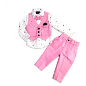 Premium Kids Koti & Shirts Set (Pink Koti & White Shirts)